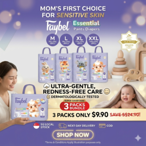 Faybel Essential Baby Diaper Pants 3 Packs All Sizes M L XL XXl for Sensitive Skin Redness-Free Dermatologically Tested